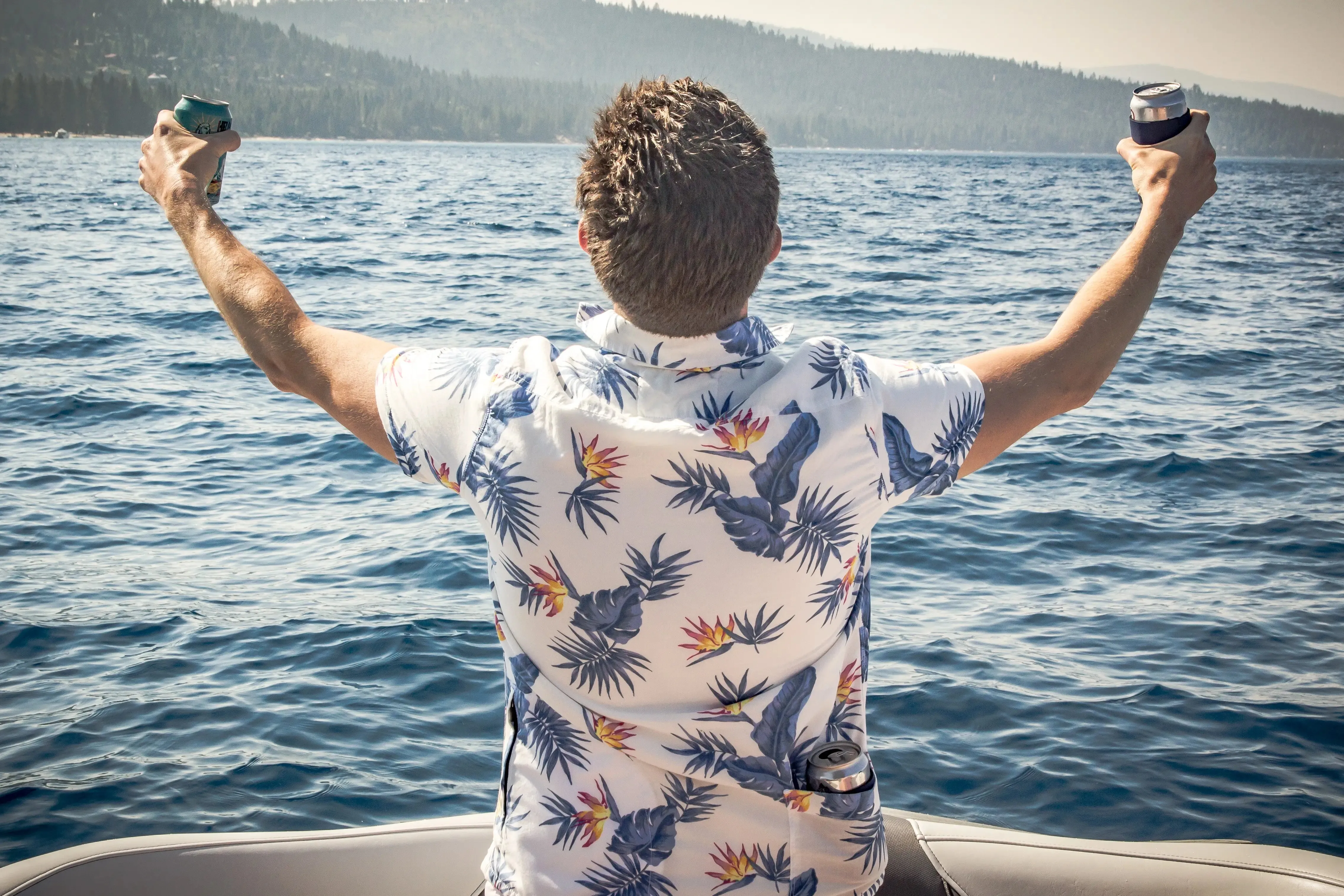 Men’s Tropic High Water Shirt - Bird of Paradise, White Sand