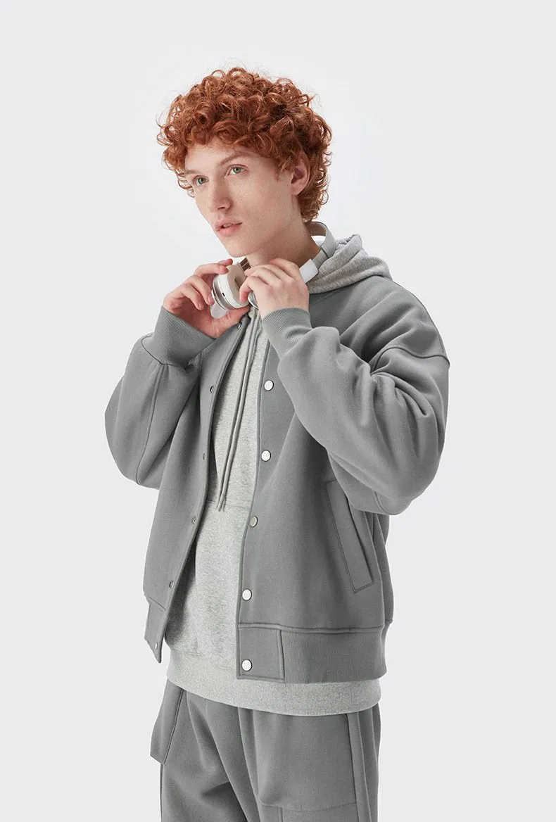 Men's Wear | Small And Large Plus 350g Weight Plus Velvet Loose Baseball Suit Rib Solid Color Jacket Men's Jacket Men's Jacket