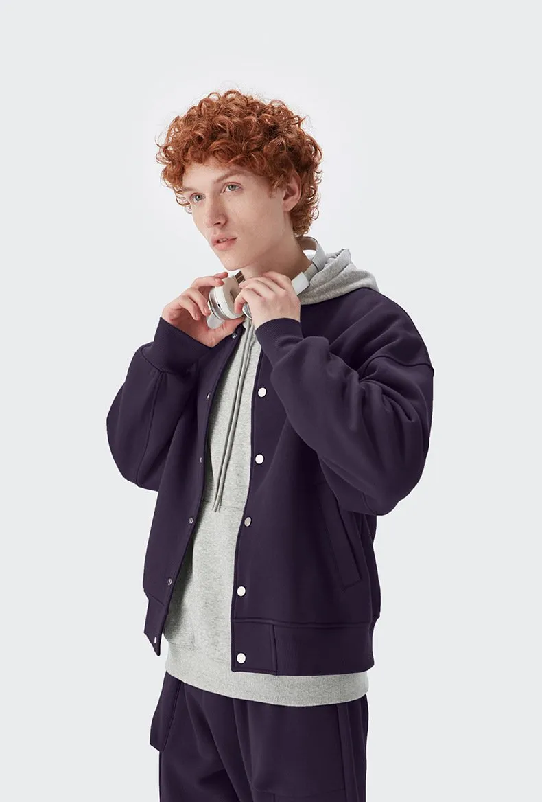 Men's Wear | Small And Large Plus 350g Weight Plus Velvet Loose Baseball Suit Rib Solid Color Jacket Men's Jacket Men's Jacket