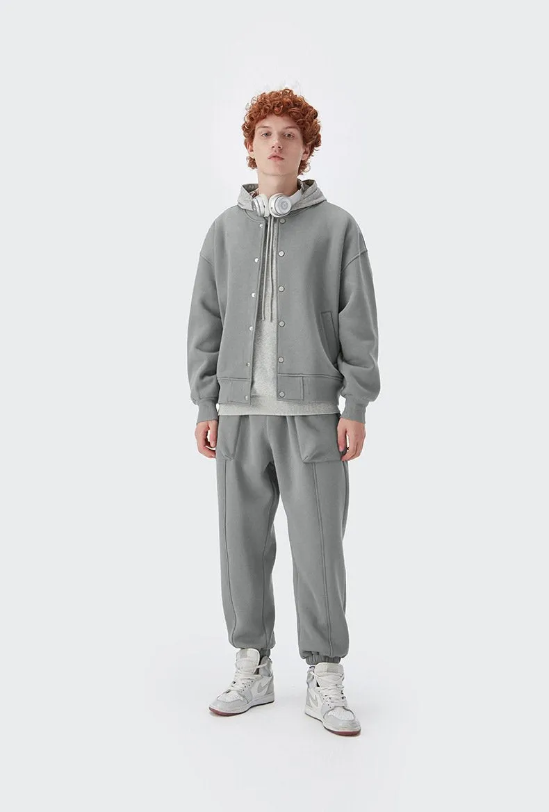 Men's Wear | Small And Large Plus 350g Weight Plus Velvet Loose Baseball Suit Rib Solid Color Jacket Men's Jacket Men's Jacket