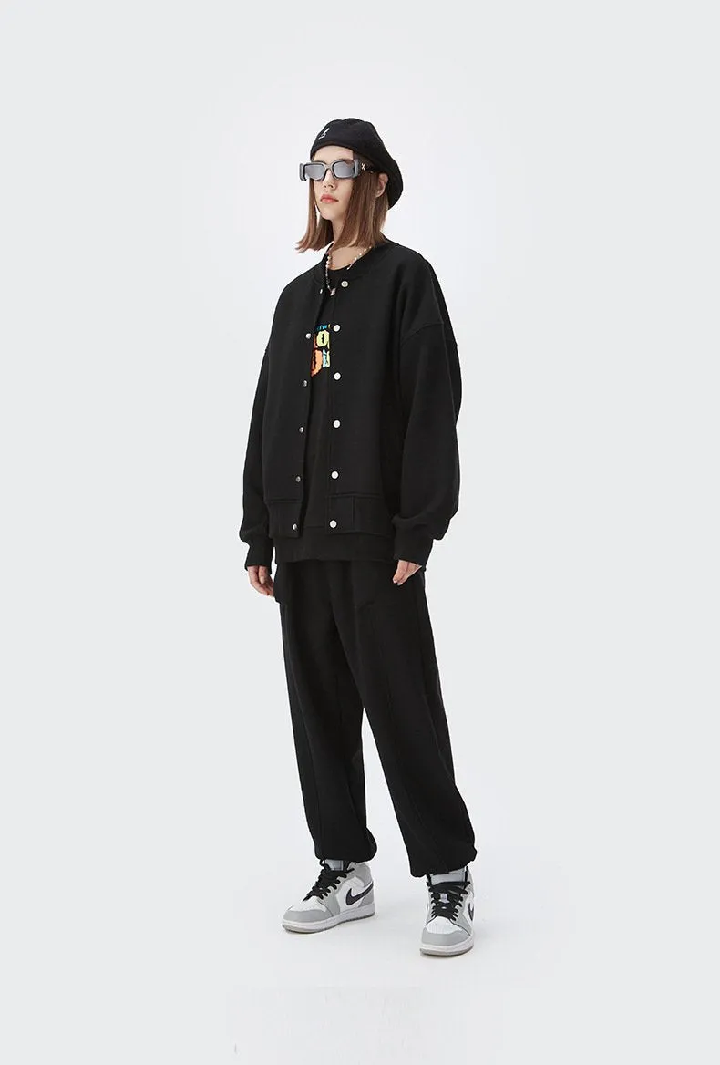 Men's Wear | Small And Large Plus 350g Weight Plus Velvet Loose Baseball Suit Rib Solid Color Jacket Men's Jacket Men's Jacket