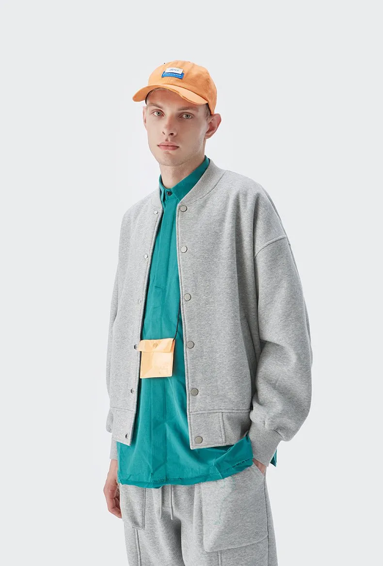 Men's Wear | Small And Large Plus 350g Weight Plus Velvet Loose Baseball Suit Rib Solid Color Jacket Men's Jacket Men's Jacket