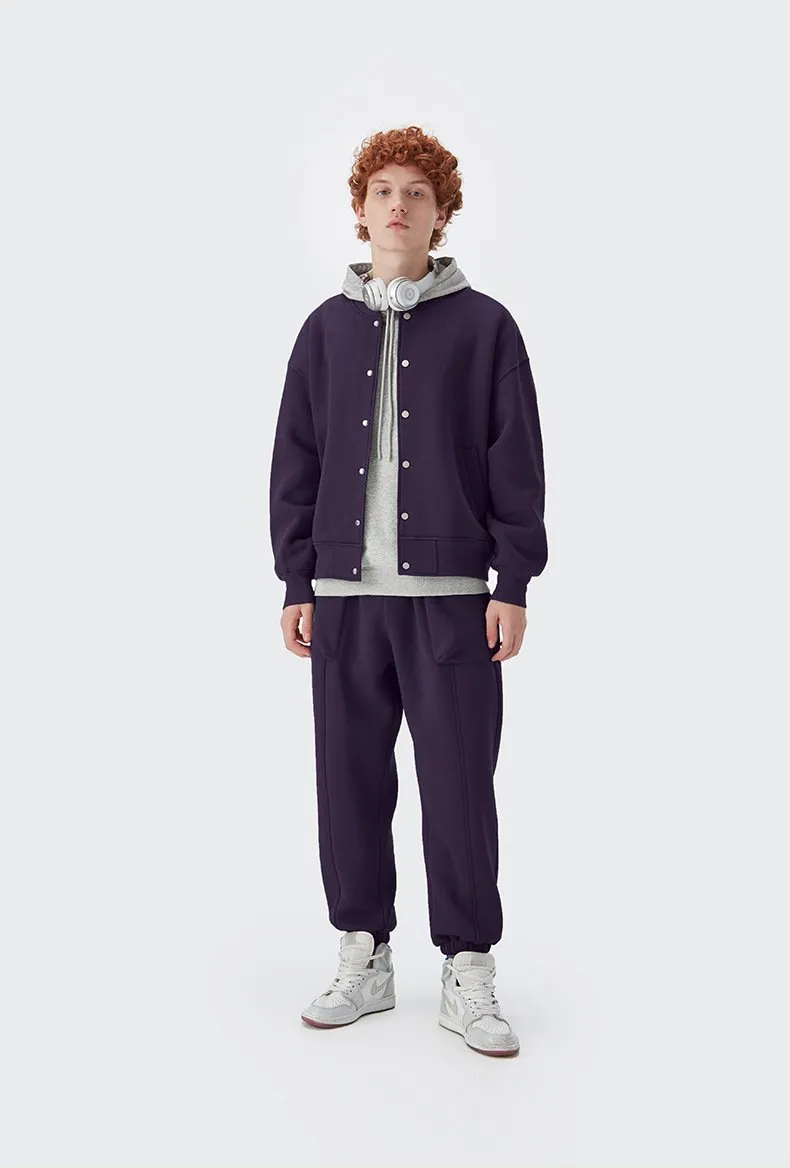 Men's Wear | Small And Large Plus 350g Weight Plus Velvet Loose Baseball Suit Rib Solid Color Jacket Men's Jacket Men's Jacket