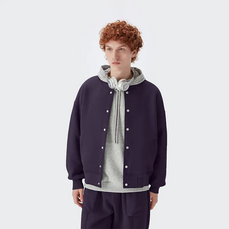 Men's Wear | Small And Large Plus 350g Weight Plus Velvet Loose Baseball Suit Rib Solid Color Jacket Men's Jacket Men's Jacket