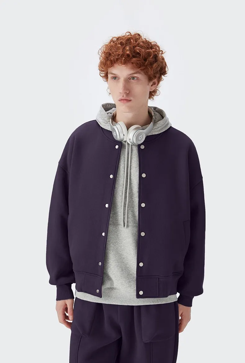 Men's Wear | Small And Large Plus 350g Weight Plus Velvet Loose Baseball Suit Rib Solid Color Jacket Men's Jacket Men's Jacket