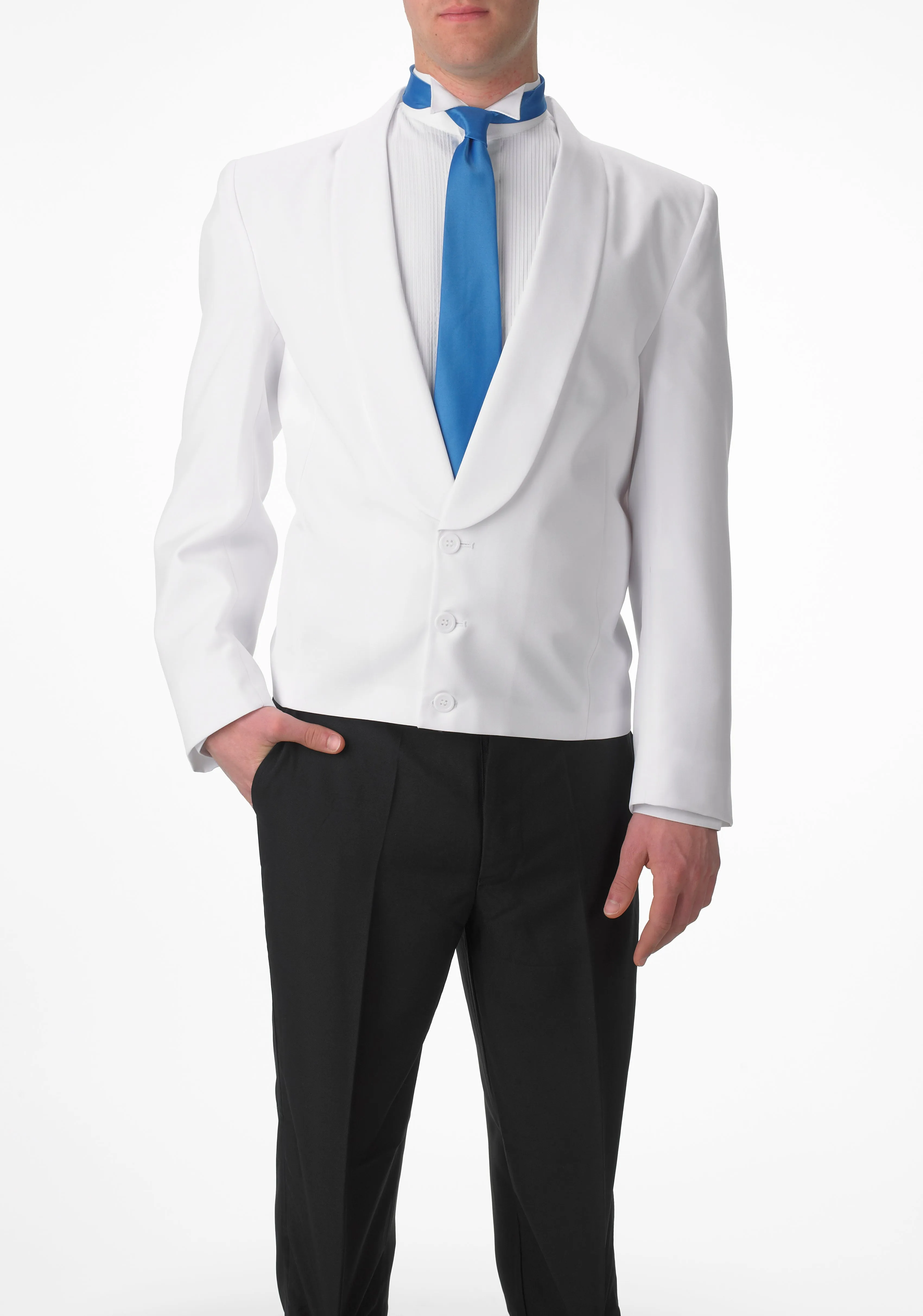 Men's White Eton Jacket with White Matte Shawl Lapel