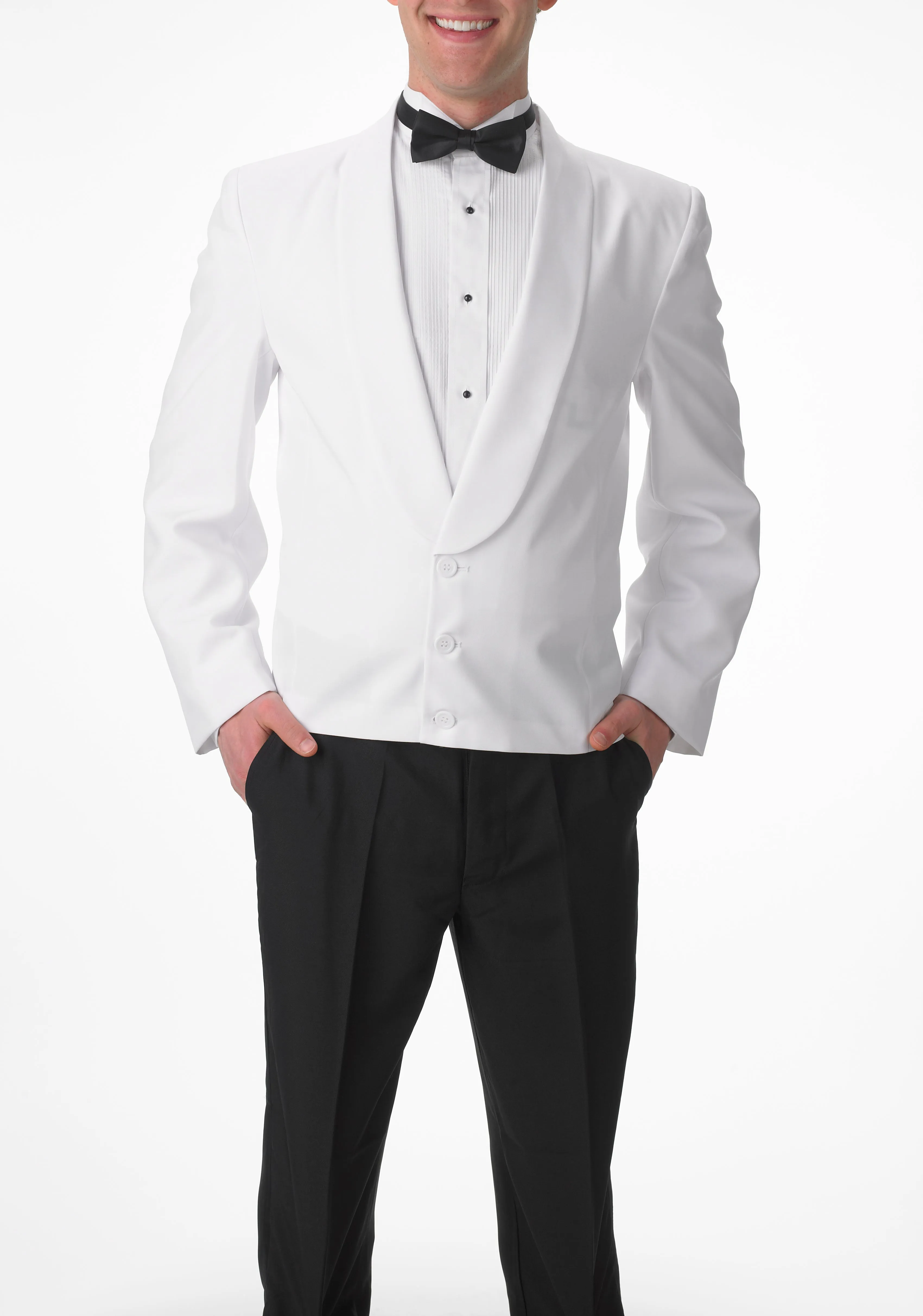 Men's White Eton Jacket with White Matte Shawl Lapel