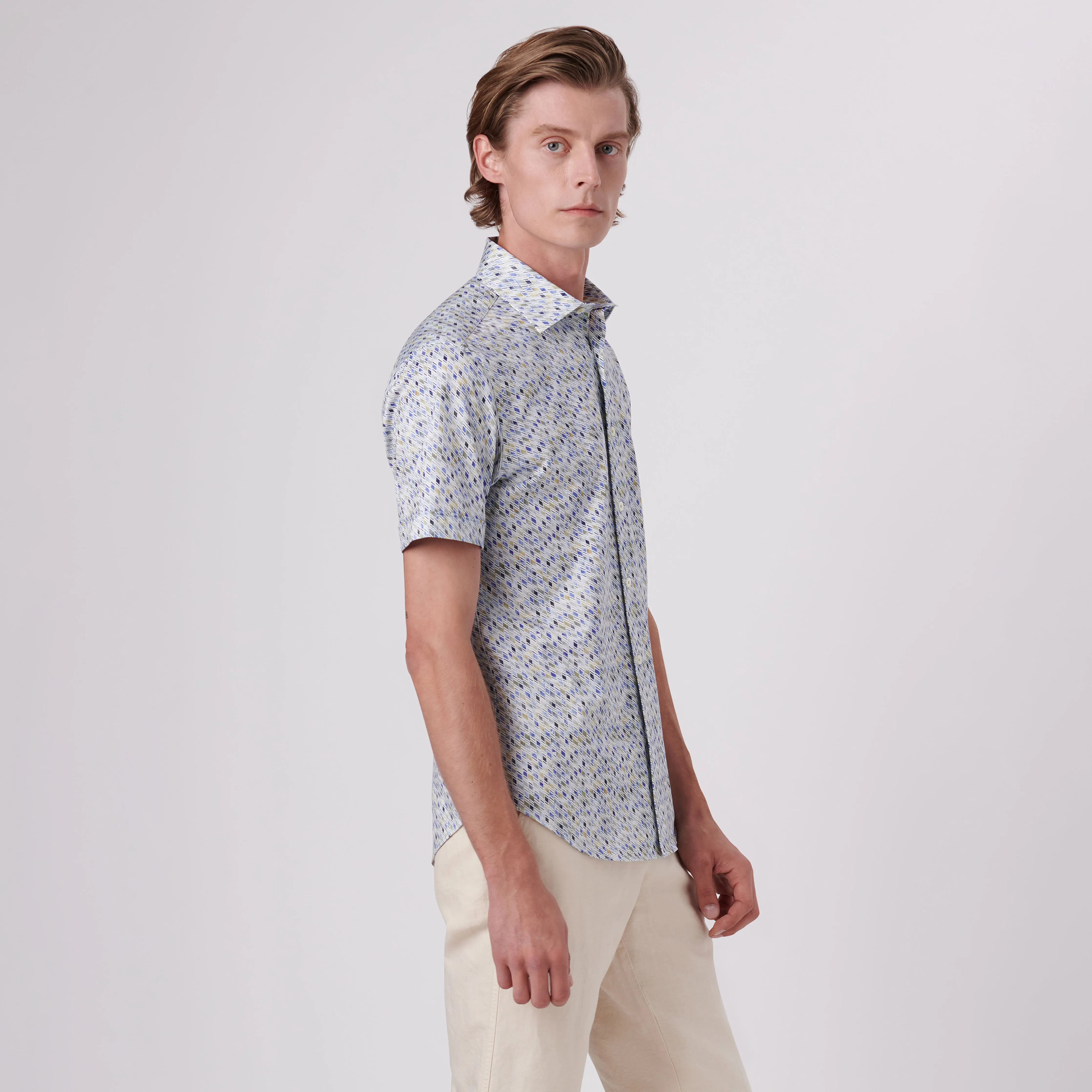 Miles Geometric Print OoohCotton Short Sleeve Shirt