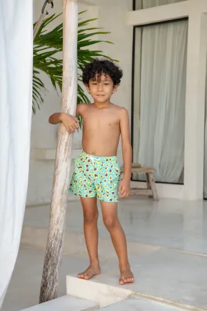 Mini Hank Board Shorts Final Sale - Sour Sky Leopard