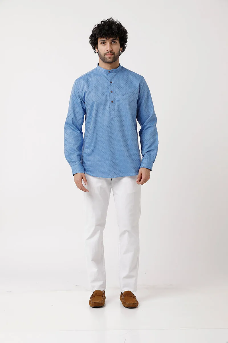 Moksha - Blue Short Kurta for Men | Uathayam