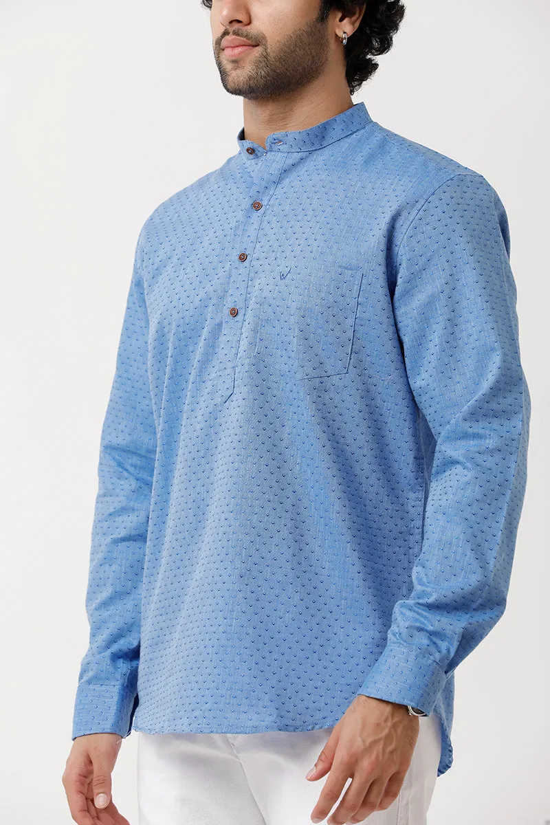Moksha - Blue Short Kurta for Men | Uathayam