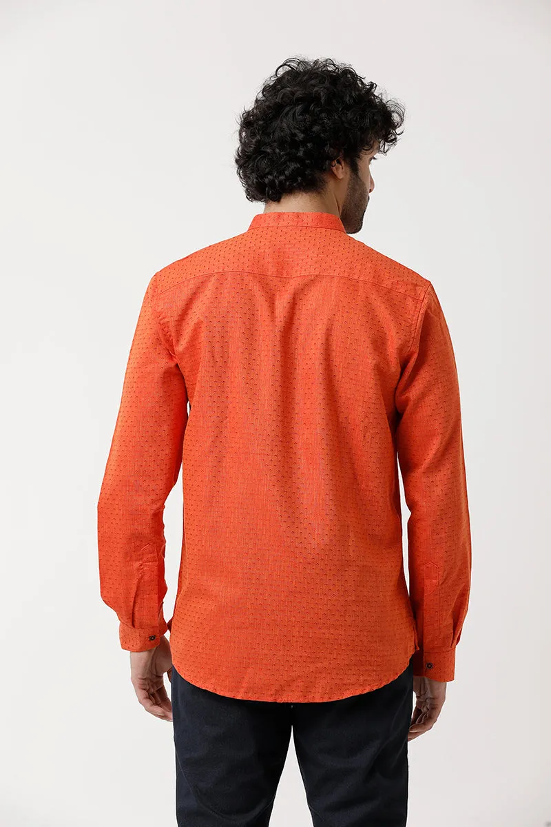 Moksha - Dark Orange Short Kurta for Men | Uathayam