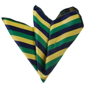 Multi Color Green Blue Yellow Striped Pocket Square for Men - Premium Silk Handkerchiefs for Suits