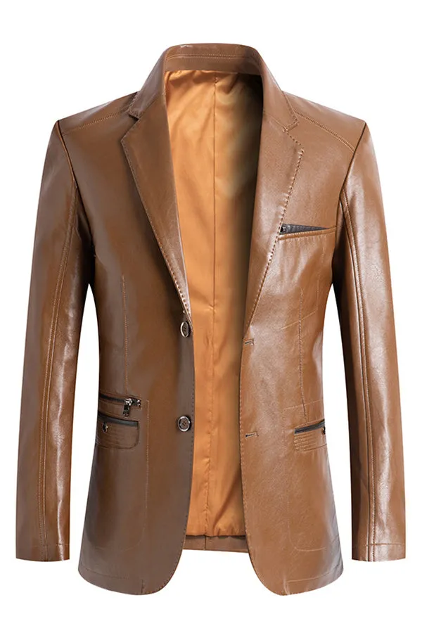 New fashion non-ironing men's leather suit