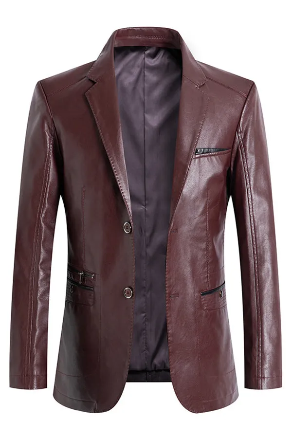 New fashion non-ironing men's leather suit