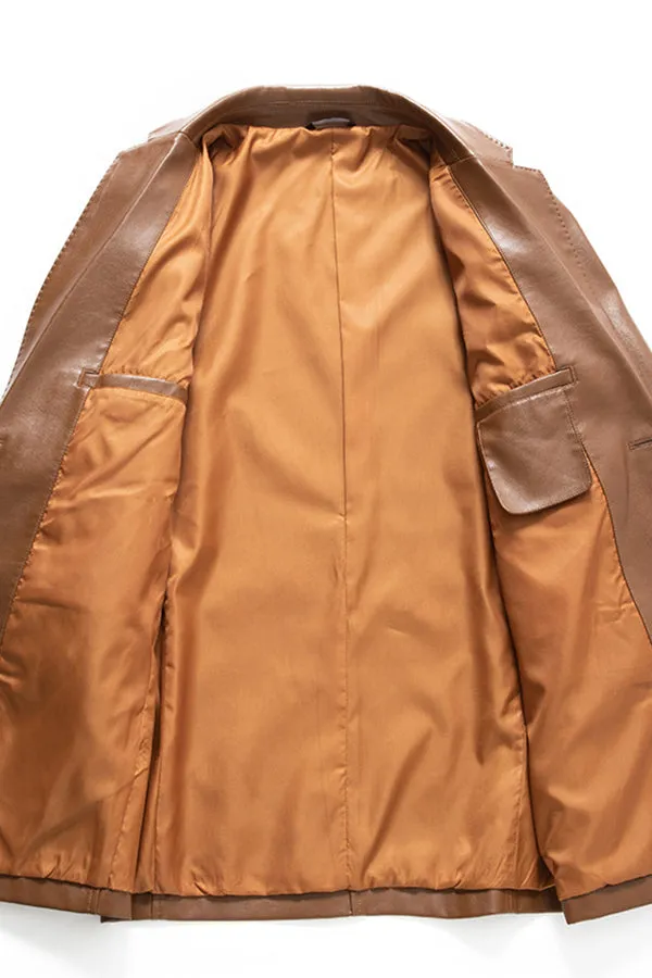 New fashion non-ironing men's leather suit
