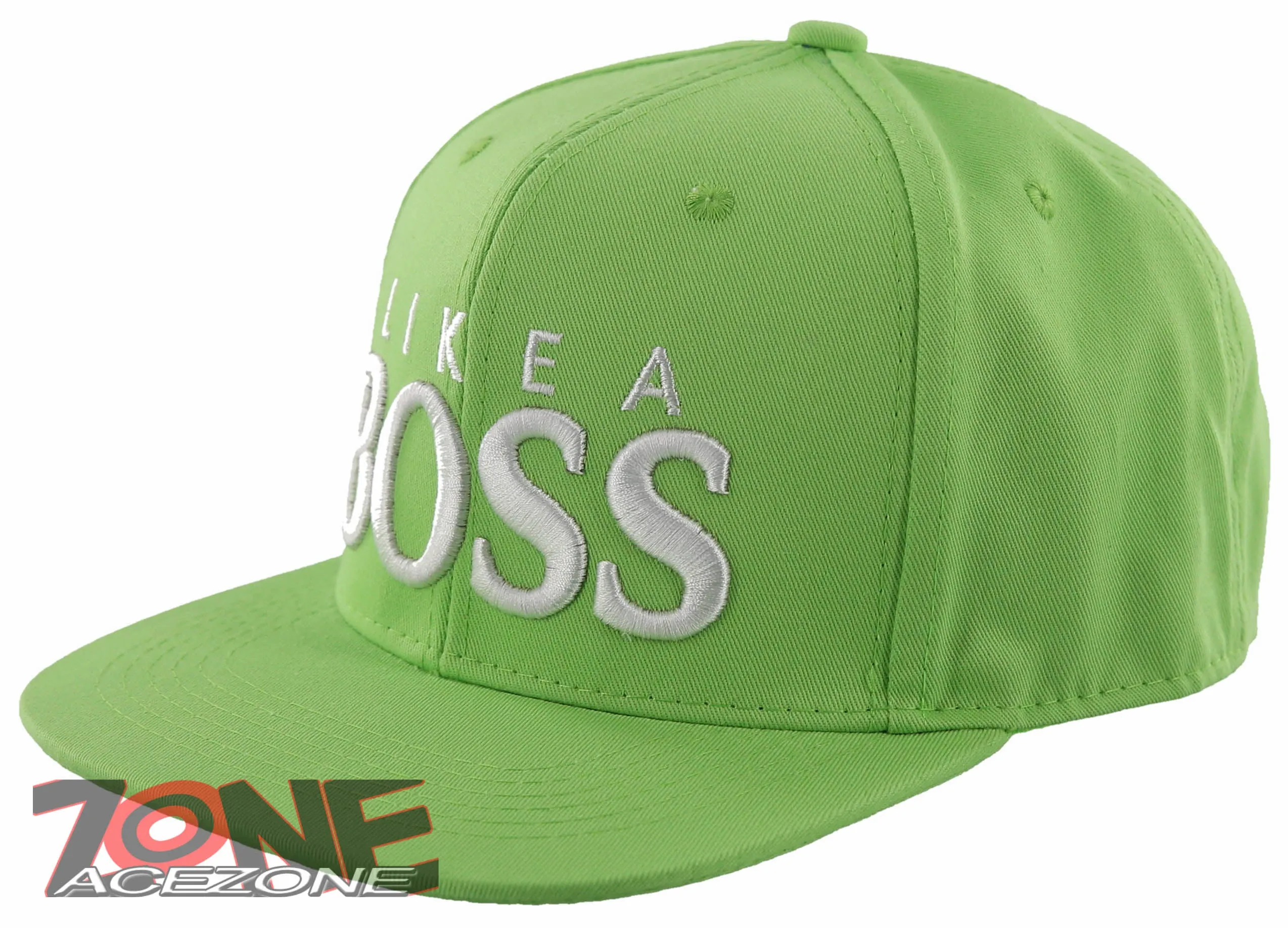NEW! FLAT BILL SNAPBACK BALL LIKE A BOSS COTTON CAP HAT LIME