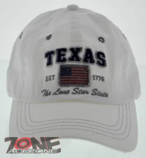 NEW! REIGN USA TEXAS EST 1776 THE LONE STAR STATE COTTON CAP HAT WHITE
