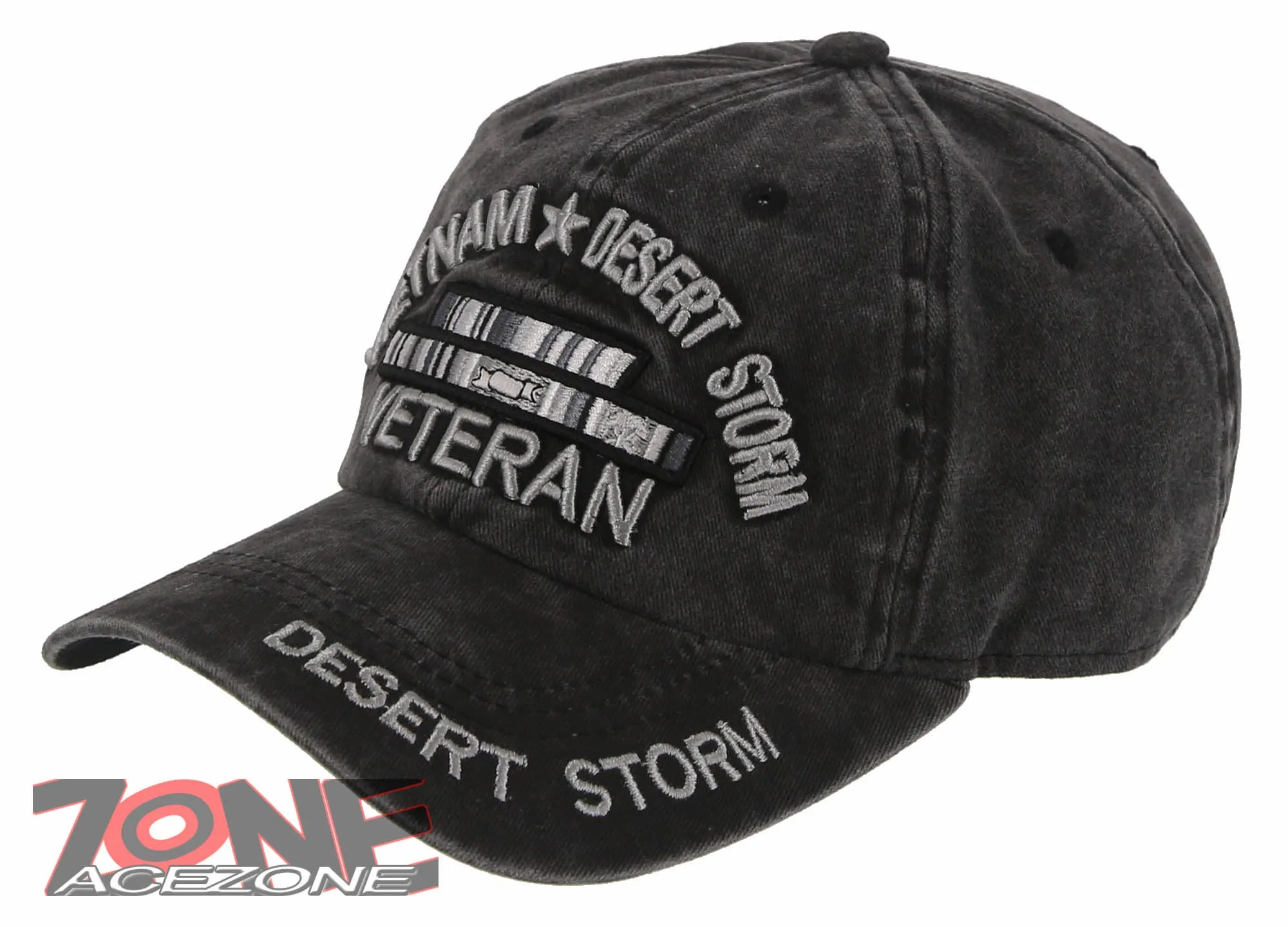 NEW! VIETNAM DESERT STORM VETERAN DISTRESSED VINTAGE BASEBALL CAP HAT GRAY
