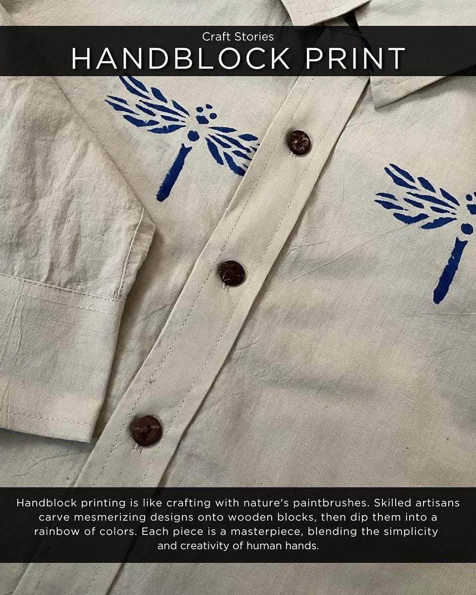 Off-White Dragonflly Blockprinted Men'S Shirt