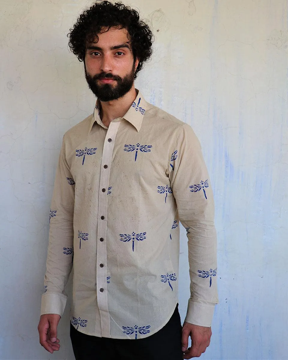 Off-White Dragonflly Blockprinted Men'S Shirt