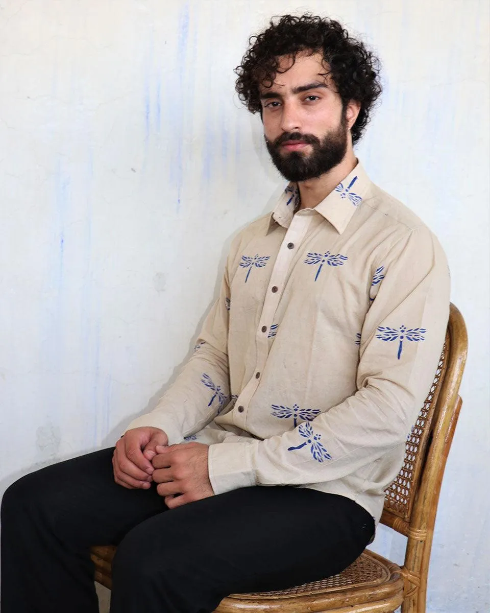 Off-White Dragonflly Blockprinted Men'S Shirt