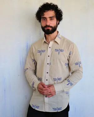 Off-White Dragonflly Blockprinted Men'S Shirt