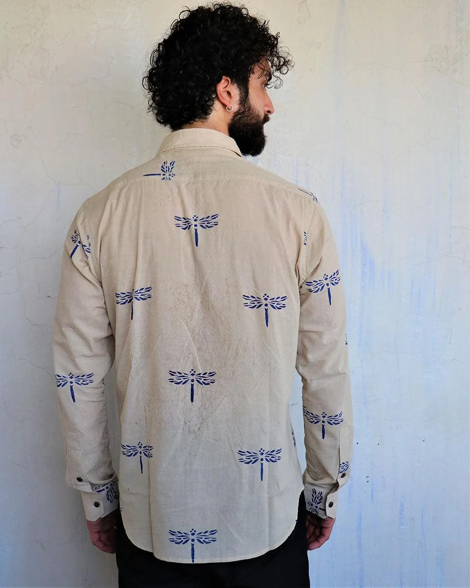 Off-White Dragonflly Blockprinted Men'S Shirt