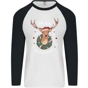 Oh Deer Its Christmas Funny Hunting Hunter Xmas Mens L/S Baseball T-Shirt