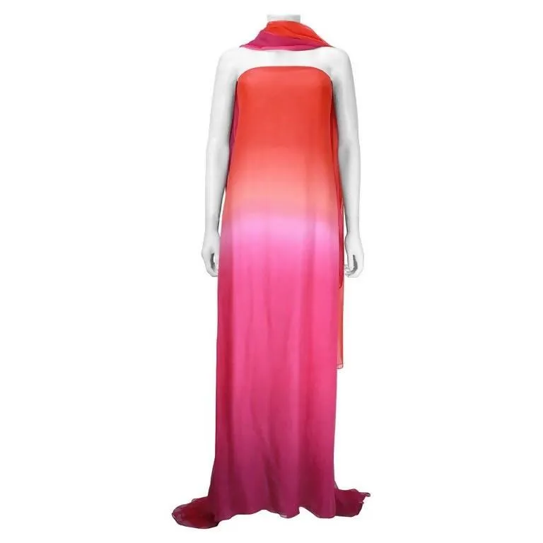 Oscar De La Renta Ombre Chiffon Gown | US 8