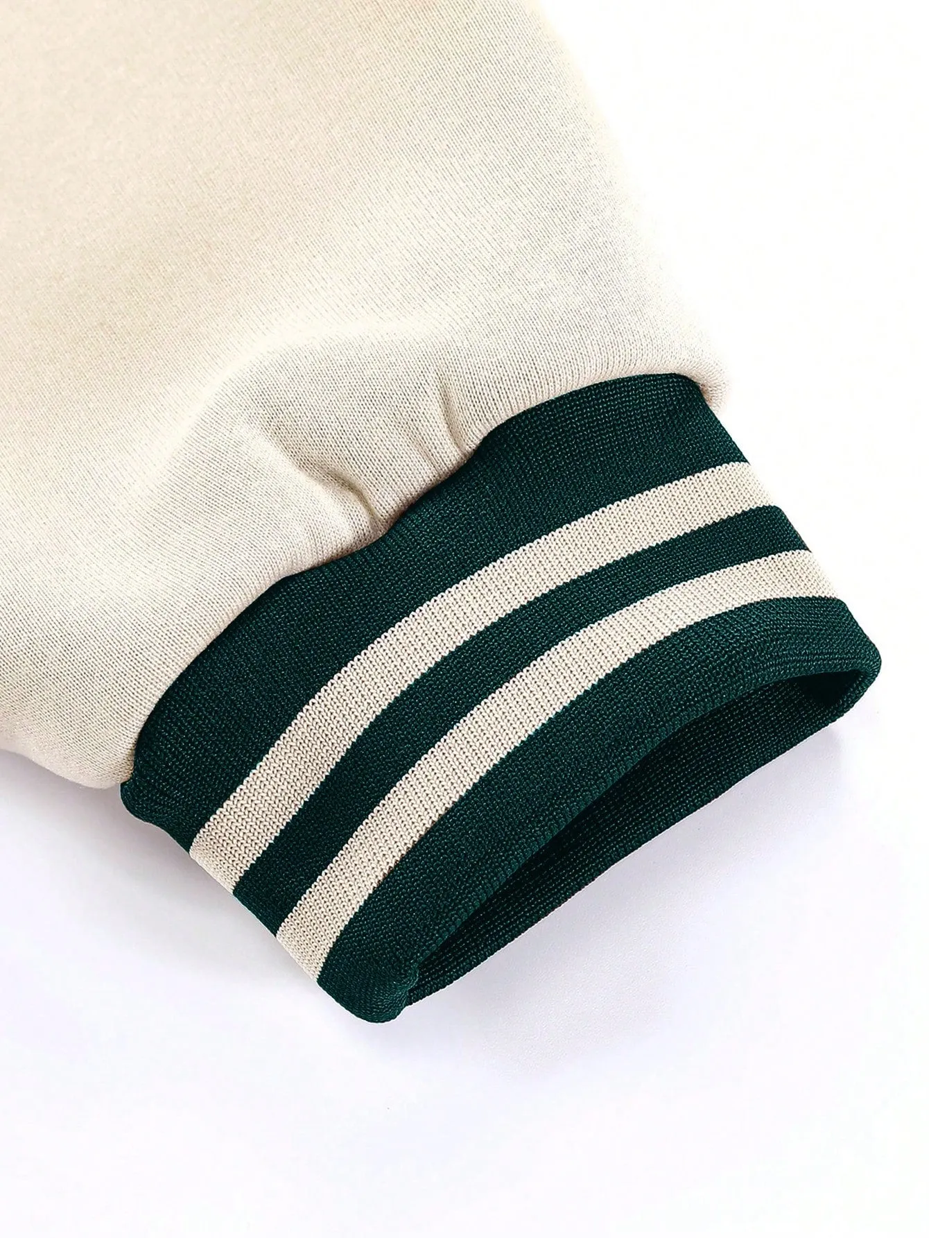 Oversized Men's Cartoon & Letter Graphic Striped Trim Color Block Varsity Jacket