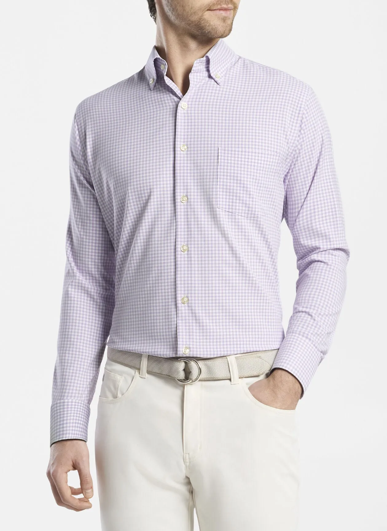 PETER MILLAR- Lavender Check Performance Shirt