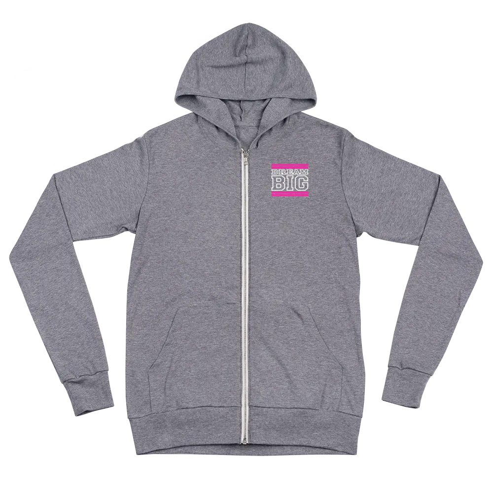 Pink and White Dream Big Lifestyle Unisex zip hoodie