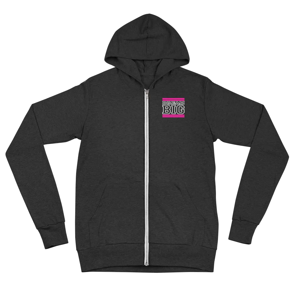 Pink and White Dream Big Lifestyle Unisex zip hoodie