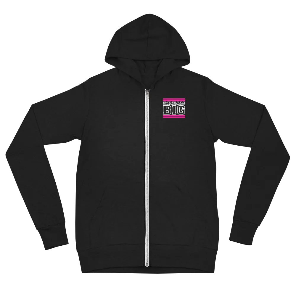 Pink and White Dream Big Lifestyle Unisex zip hoodie