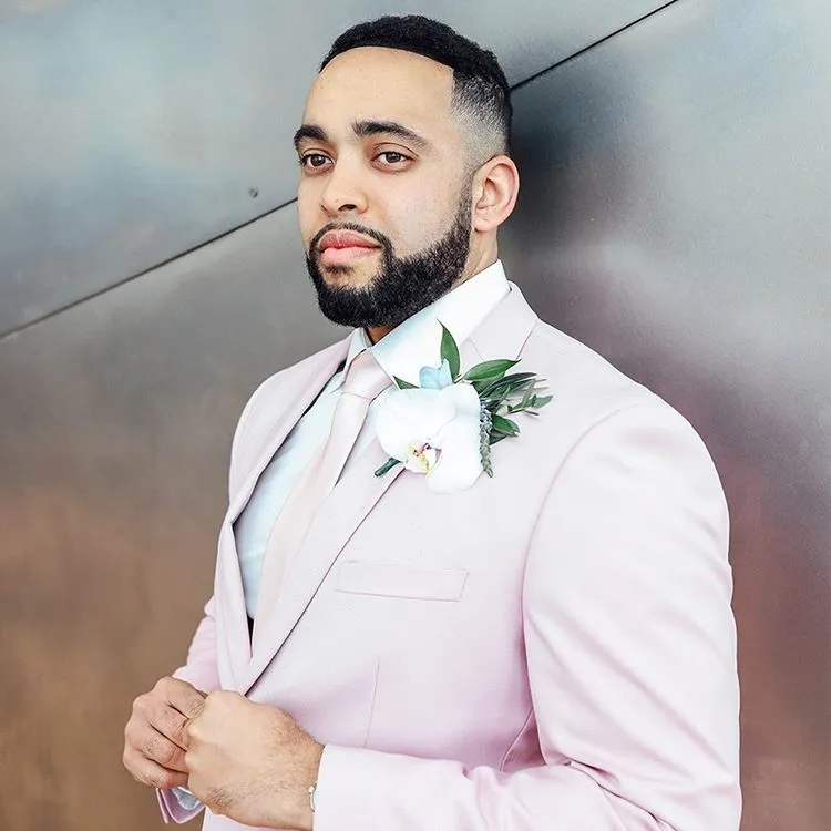 Pink Notched Lapel Mens Suits For Groom Tuxedos Party Prom Tuxedo with 2 Pieces