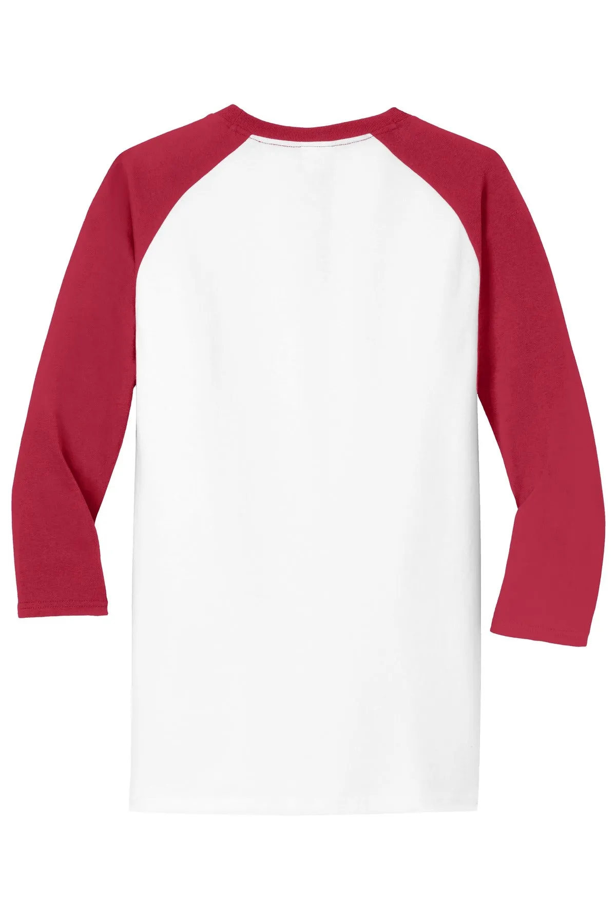 Port & Company Core Blend 3/4-Sleeve Raglan Tee. PC55RS White/ Red