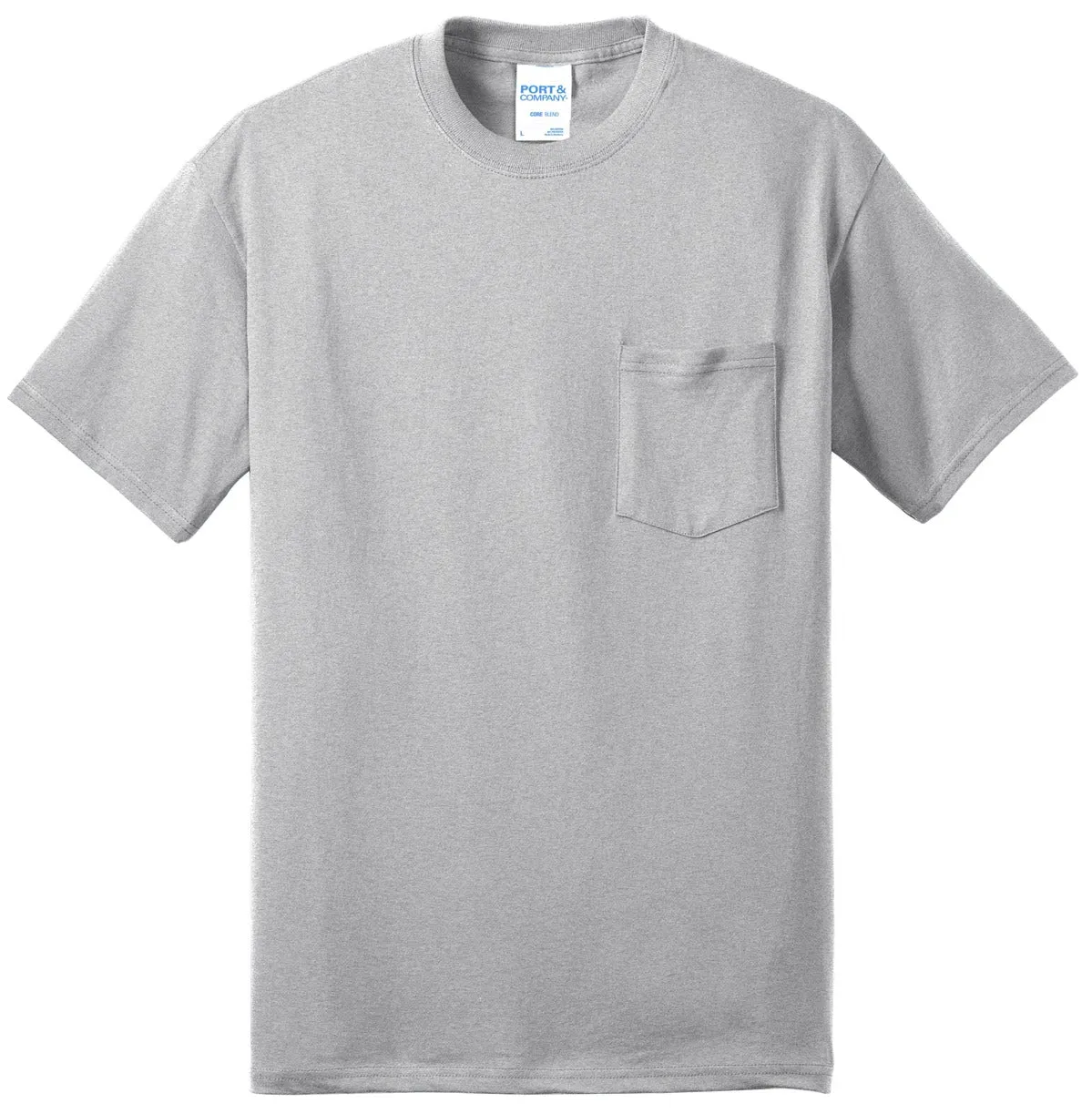 Port & Company Core Blend Pocket Tee. PC55P Ash