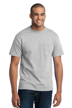 Port & Company Core Blend Pocket Tee. PC55P Ash