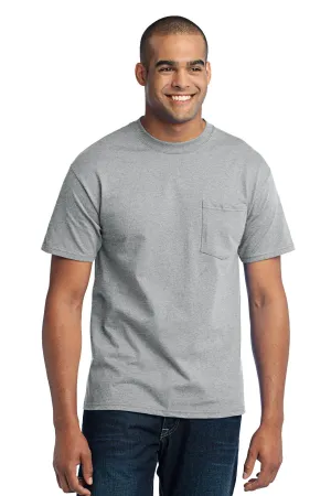 Port & Company Core Blend Pocket Tee. PC55P Athletic Heather
