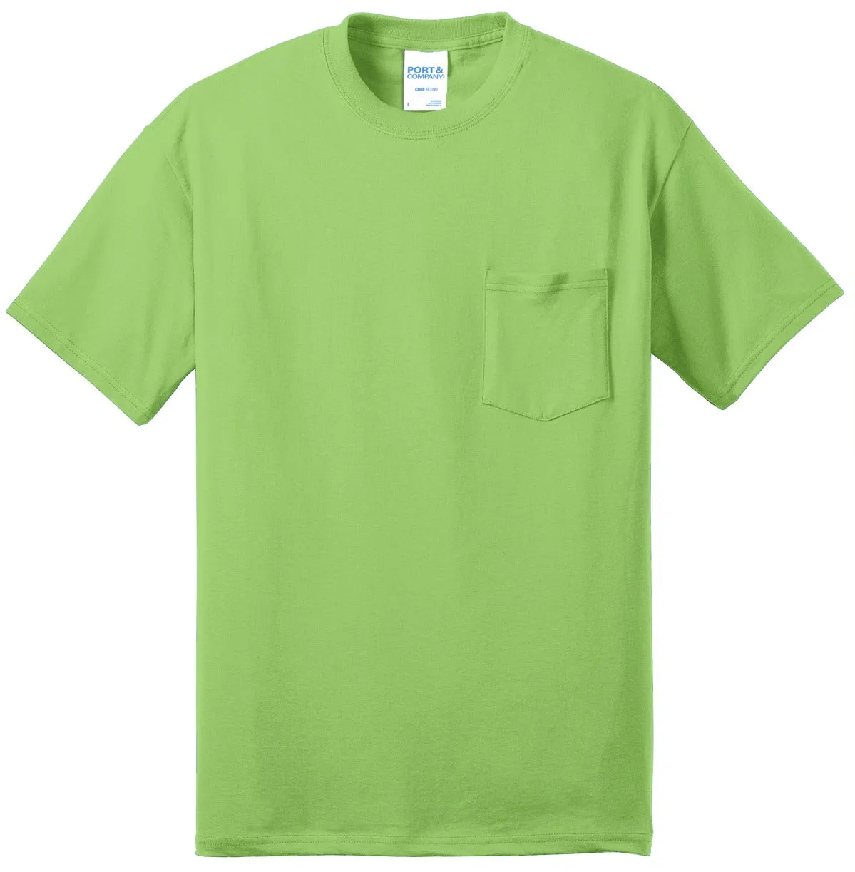 Port & Company Core Blend Pocket Tee. PC55P Lime