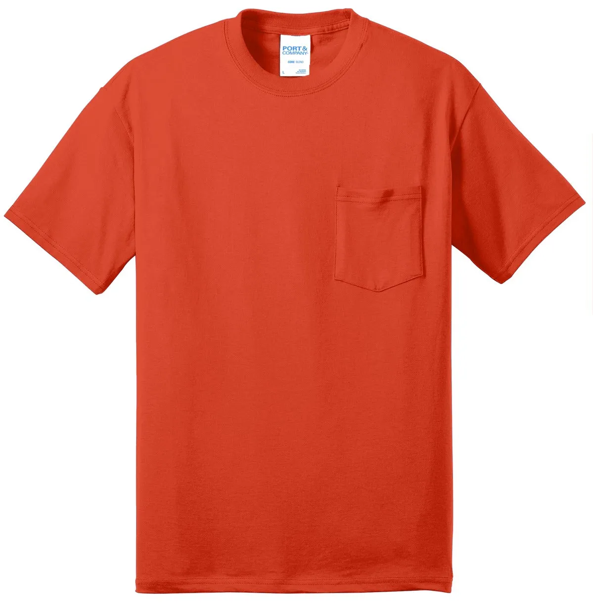 Port & Company Core Blend Pocket Tee. PC55P Orange