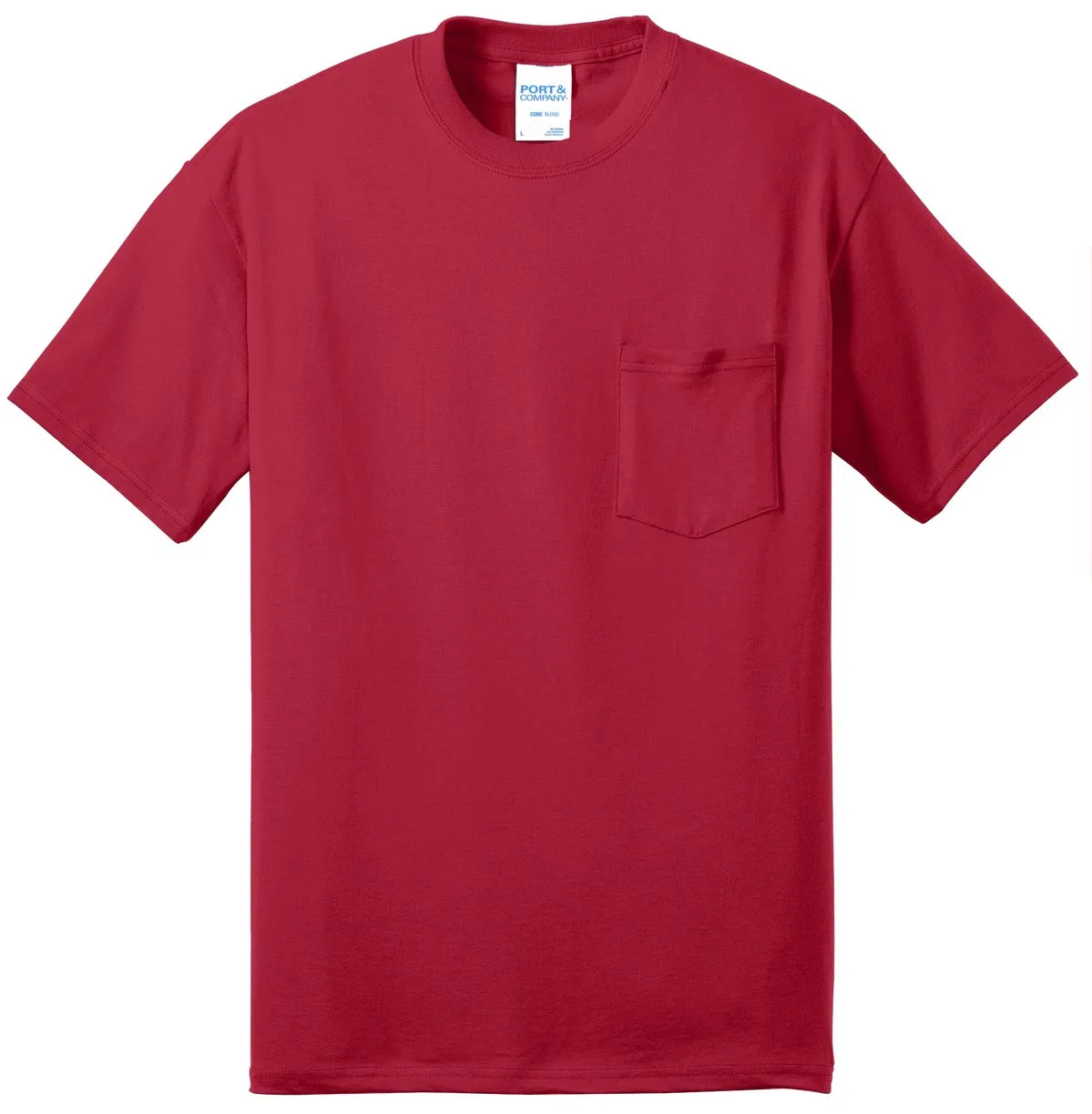 Port & Company Core Blend Pocket Tee. PC55P Red