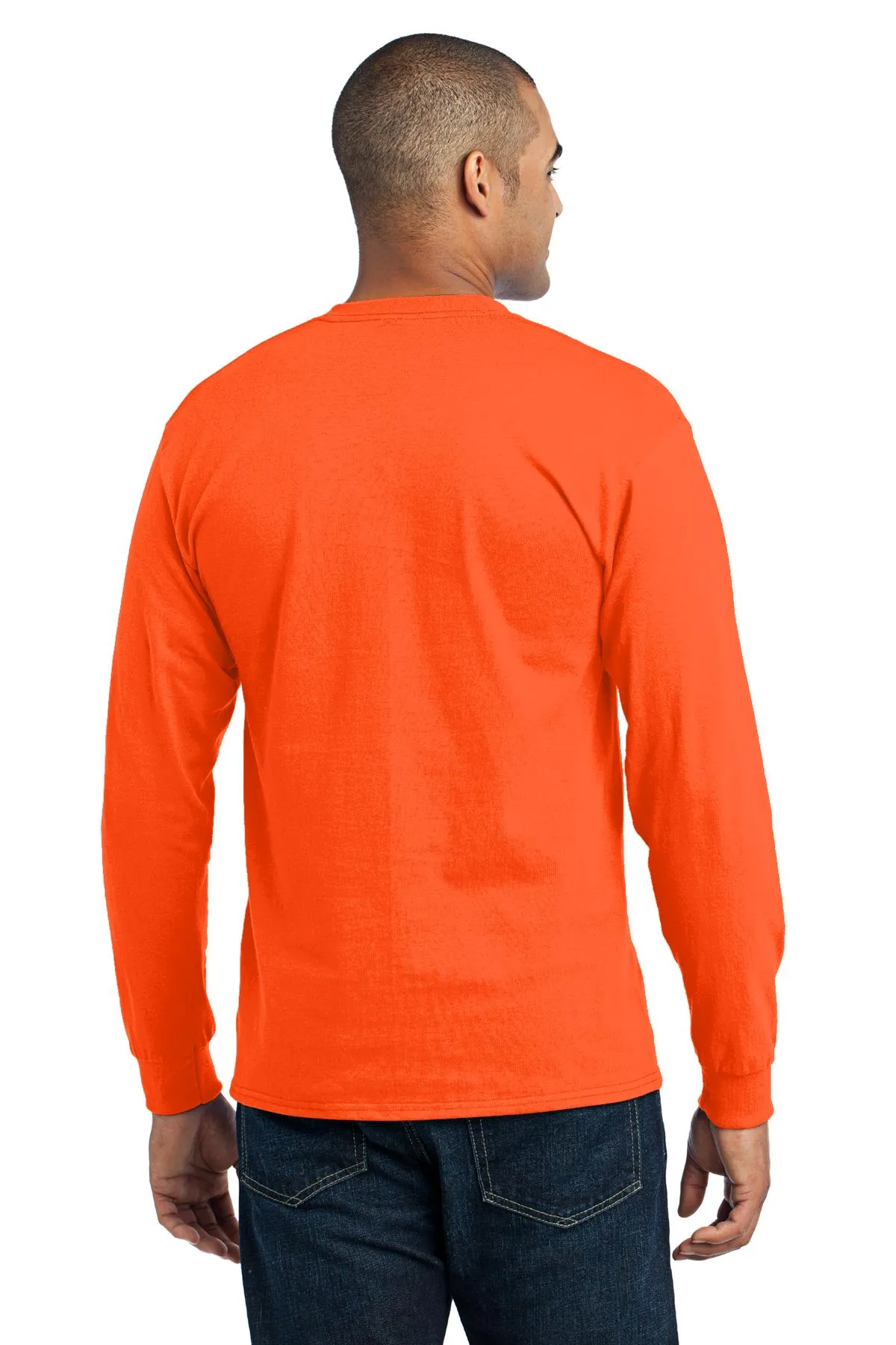 Port & Company Long Sleeve Core Blend Tee. PC55LS Safety Orange