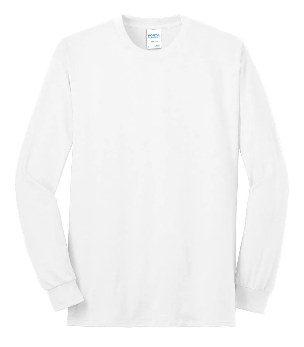 Port & Company Long Sleeve Core Blend Tee. PC55LS White