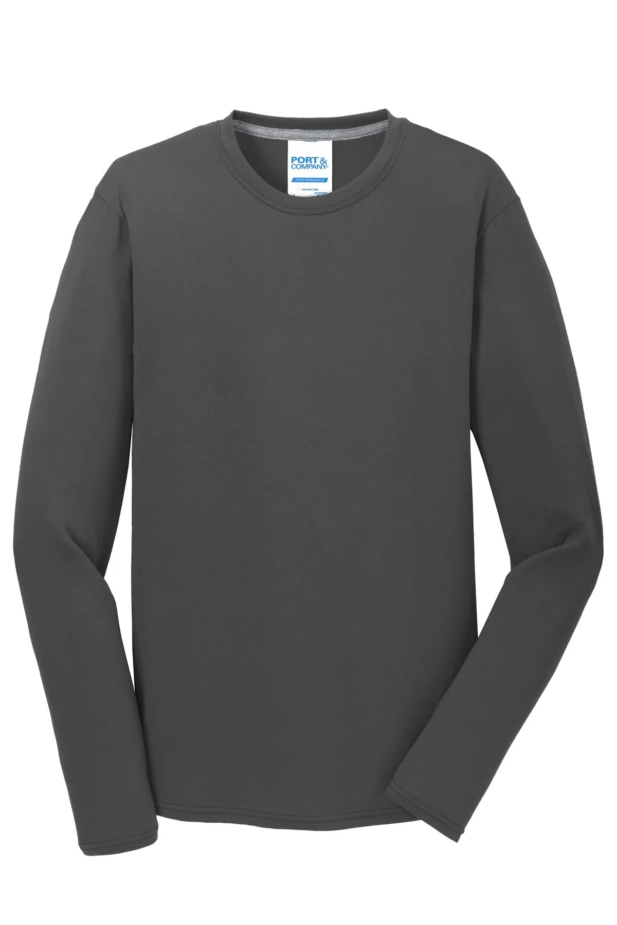 Port & Company Long Sleeve Performance Blend Tee. PC381LS Charcoal