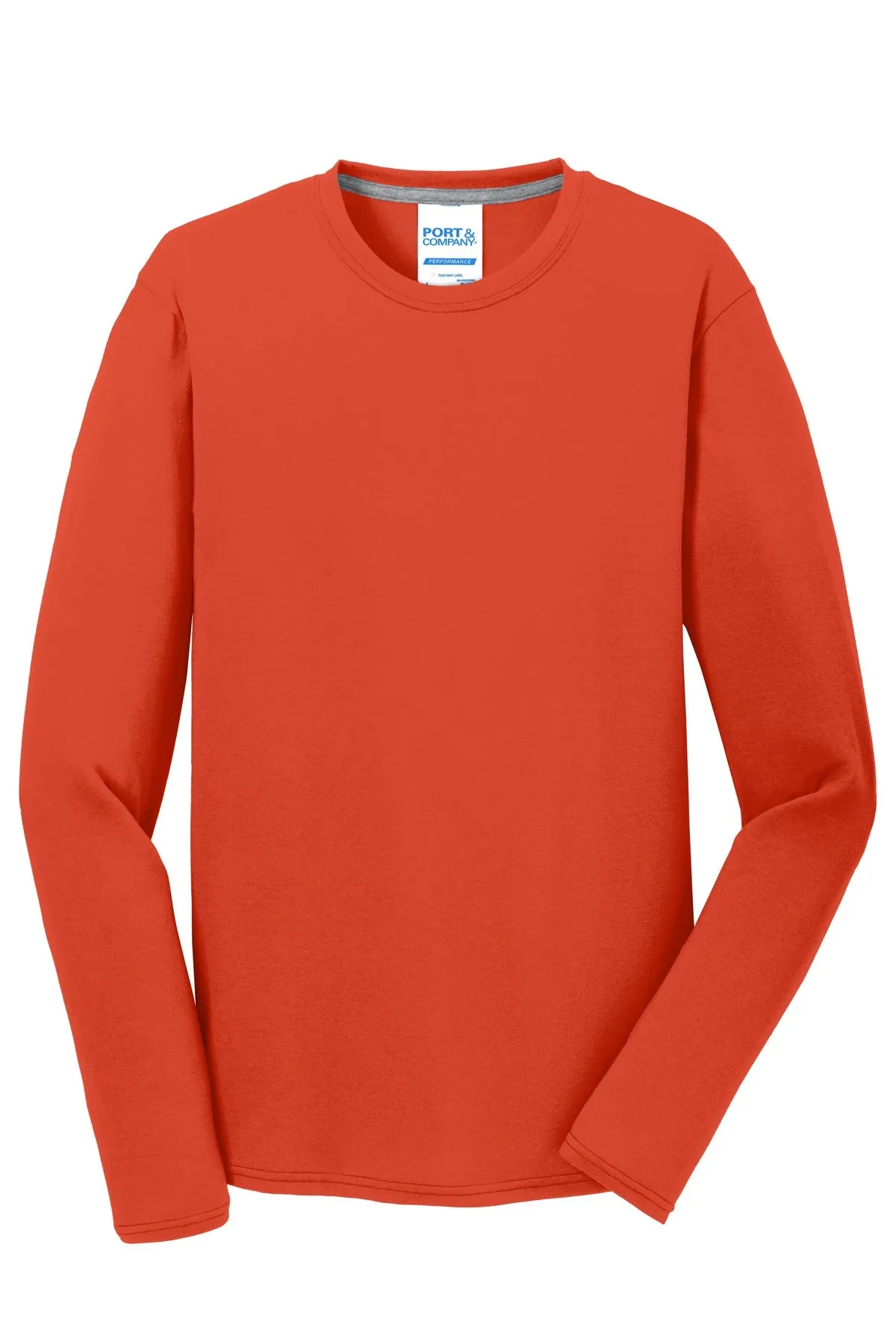 Port & Company Long Sleeve Performance Blend Tee. PC381LS Orange