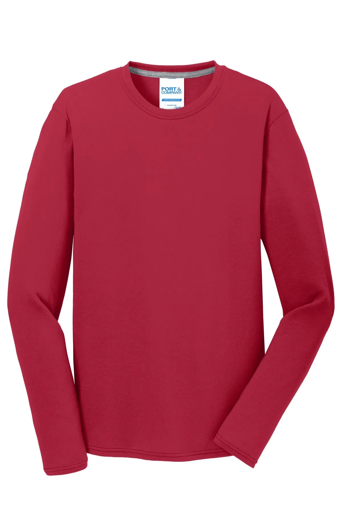 Port & Company Long Sleeve Performance Blend Tee. PC381LS Red
