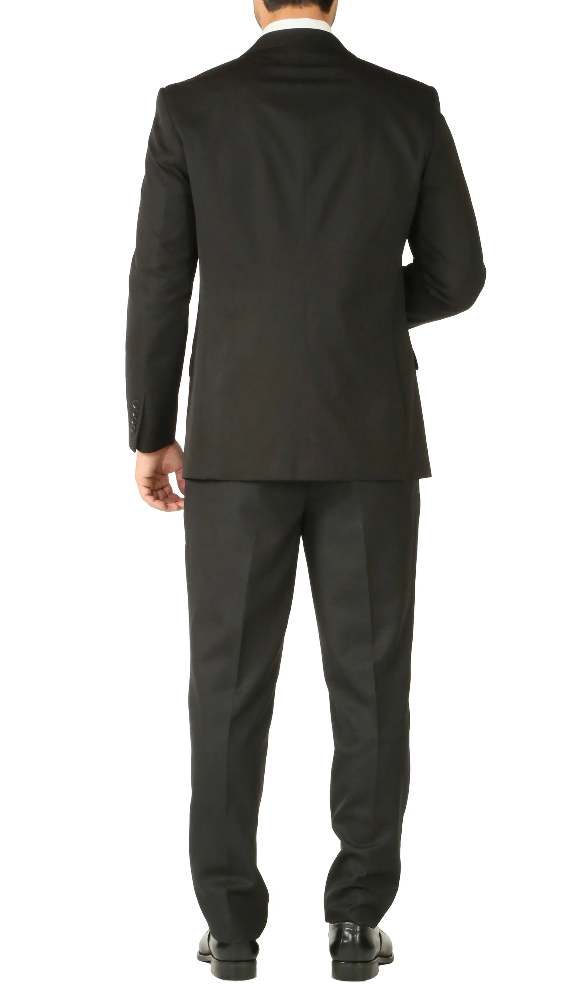 Premium Black Wool 2pc Stain Resistant Traveler Suit - w 2 Pairs of Pants