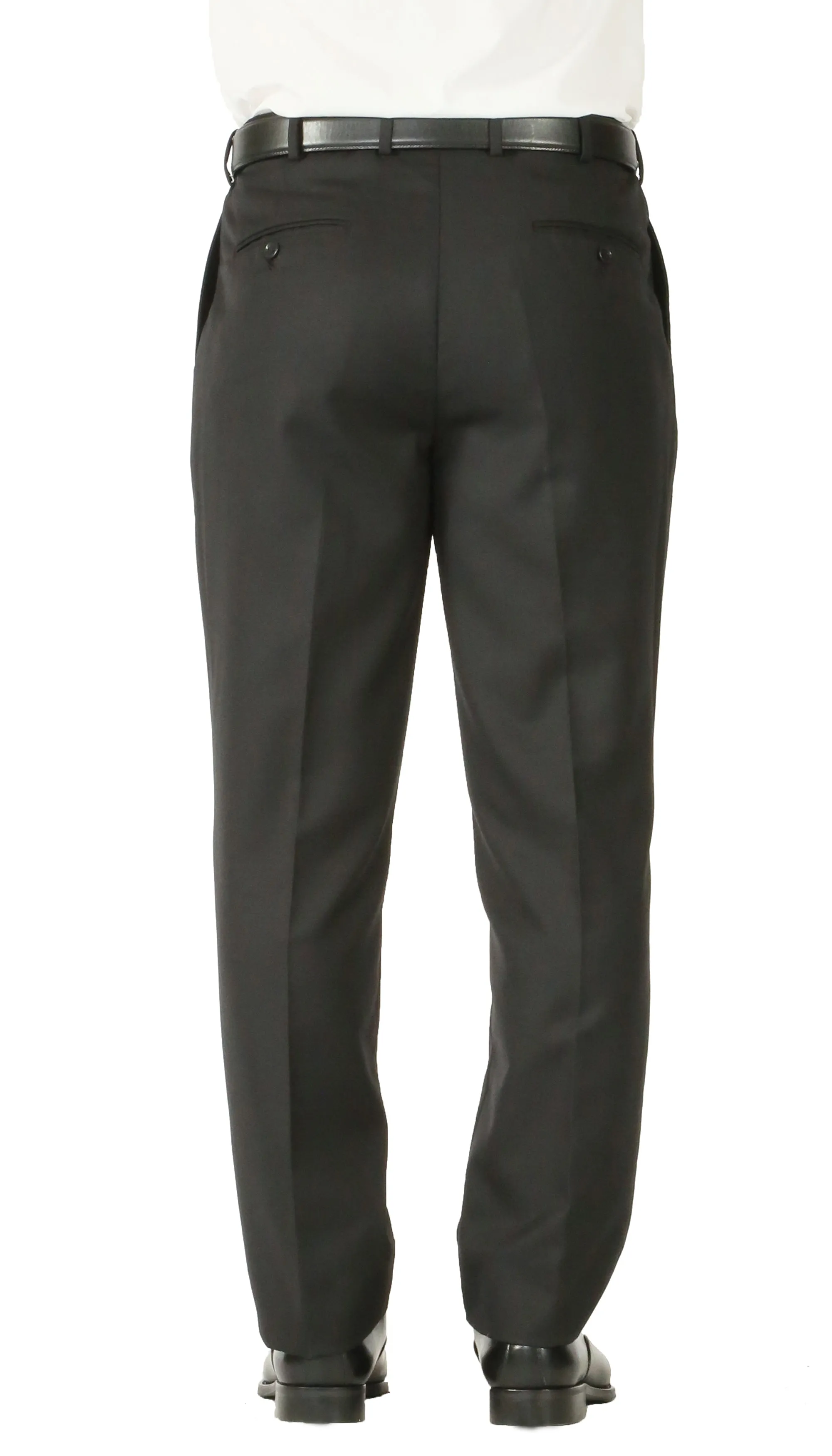 Premium Black Wool 2pc Stain Resistant Traveler Suit - w 2 Pairs of Pants